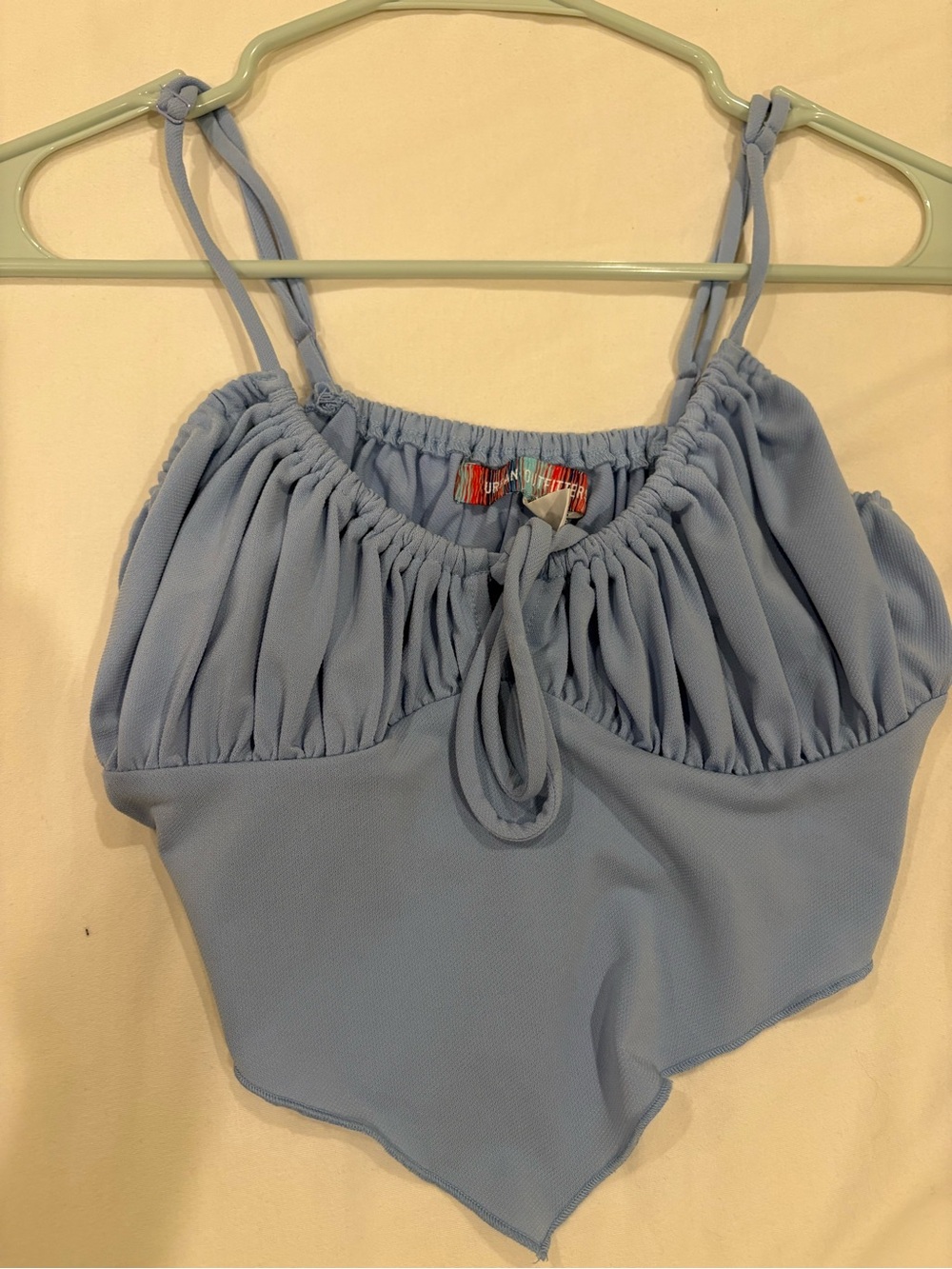 Urban Outfitters Light Blue Ruched Handkerchief Bandeau Top